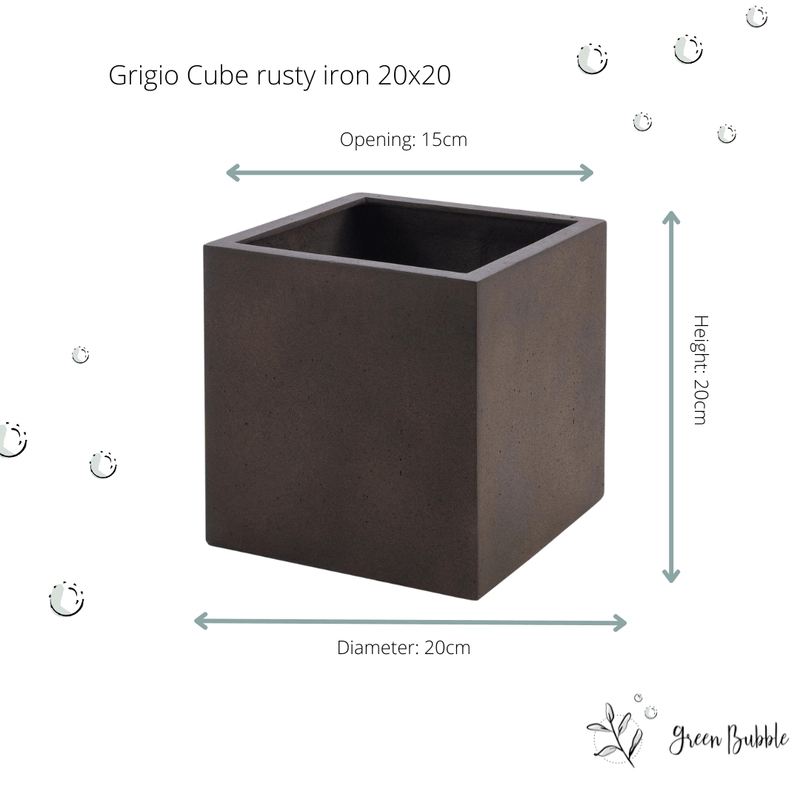 





Pot Grigio cube rusty iron - Detail view kunstplant
