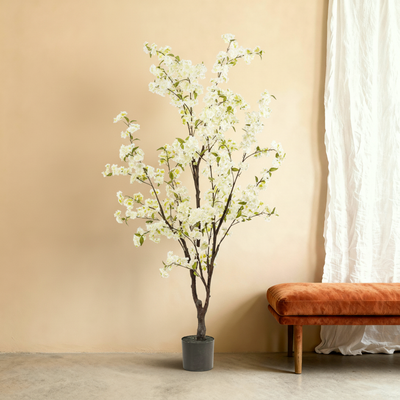 Plante Artificielle Fleur de Cerisier Blanc | 175cm
