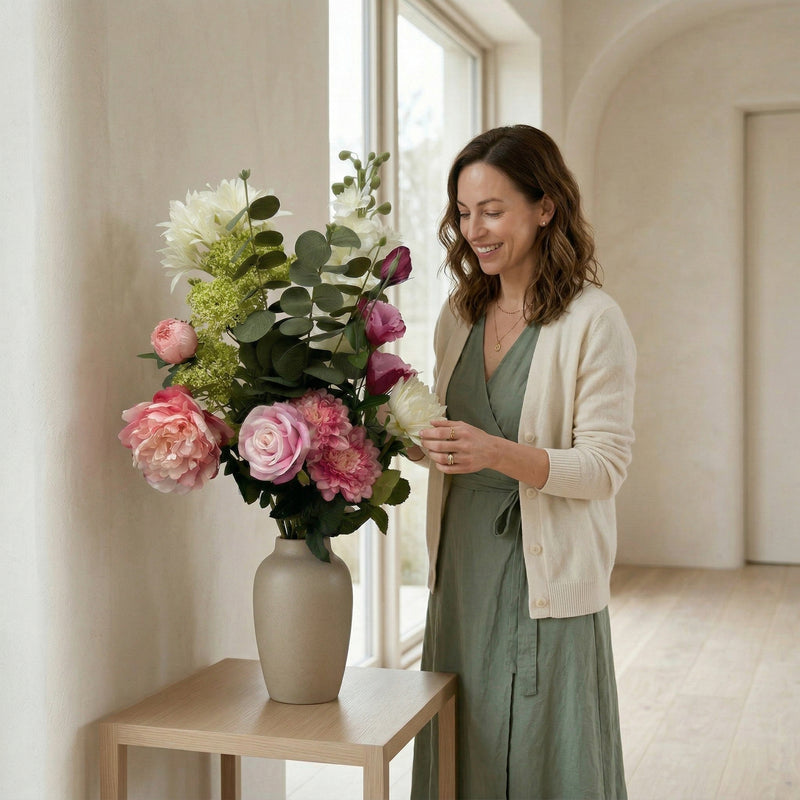 





Konstgjorda Blommor Siden Bukett Rosa Elegans - Afbeelding 4
