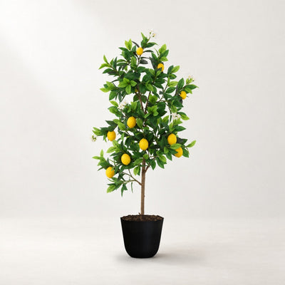 Kunst Citroenboom 115cm in zwarte pot