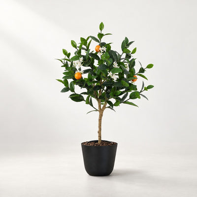 Kunst Sinaasappelboom 83cm in zwarte pot