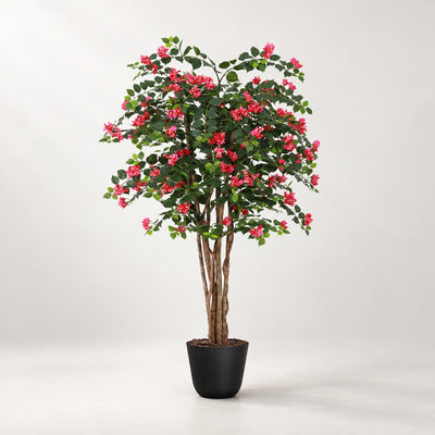 Kunst Bougainvillea roze 160cm in zwarte pot