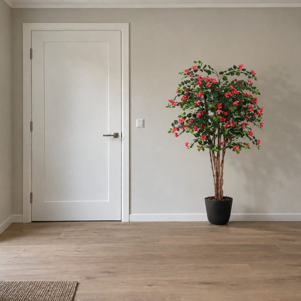 Kunst Bougainvillea roze 160cm in woonkamer — close-up echte stam
