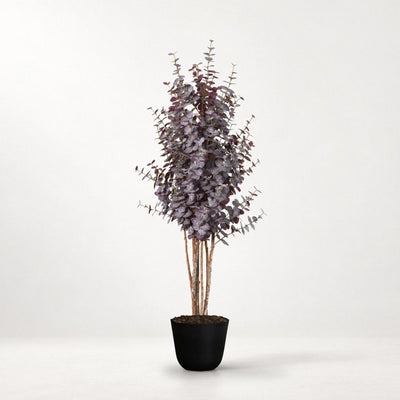 Kunst Eucalyptus paars 200cm in zwarte pot