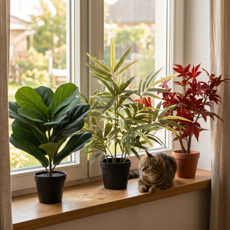 





Grönt Trio | Konstväxtset B - Lifestyle foto kunstplant in interieur
