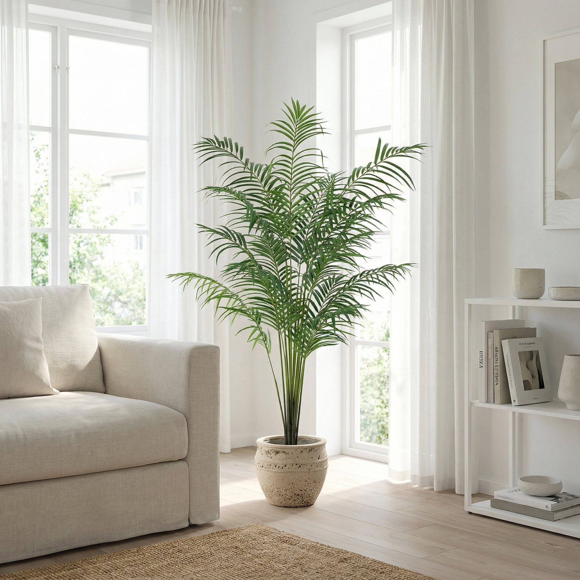 





Kunstplant Kentia Palm | 170cm - Lifestyle foto kunstplant in interieur
