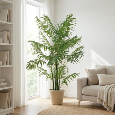Kunst areca 'Goudpalm' - 190cm: Tropische elegantie