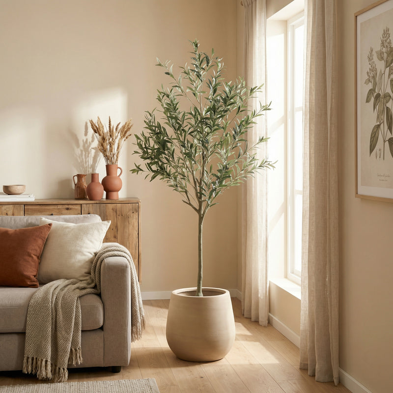 





Kunstplant Olijfboom | 169cm - Lifestyle foto kunstplant in interieur
