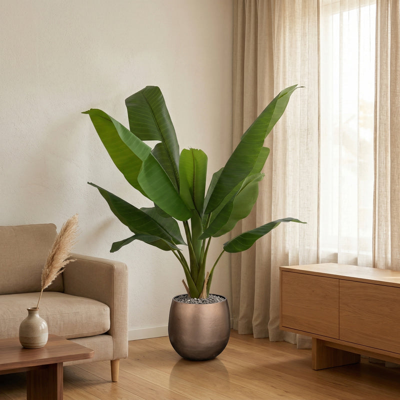 





Kunstpflanze Bananenpflanze | 120cm - Lifestyle foto kunstplant in interieur
