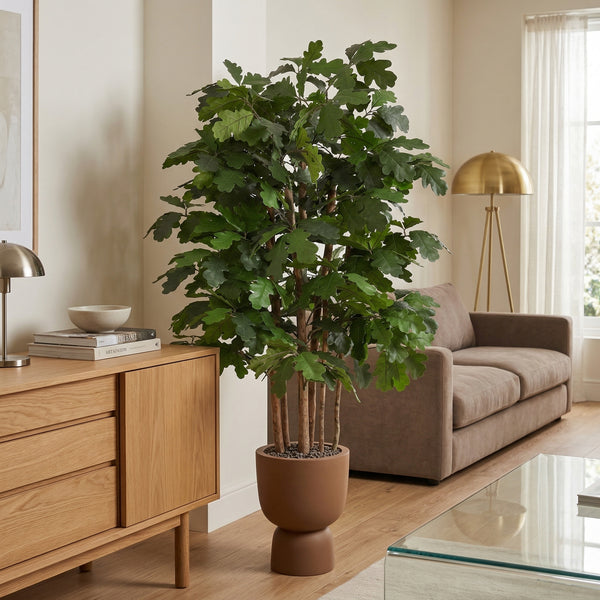 Kunstplant Eik | 140cm — nærbillede ægte træstamme
