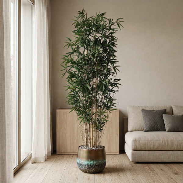Kunstplant Bamboe | 210cm — nærbillede ægte træstamme