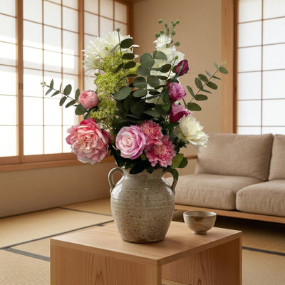 Boeket M Roze / Wit 9 stelen